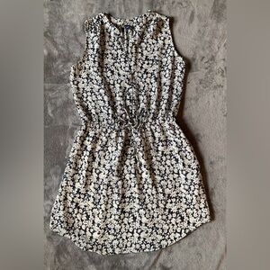 GAP Navy and White Floral Sleeveless Drawstring Dress